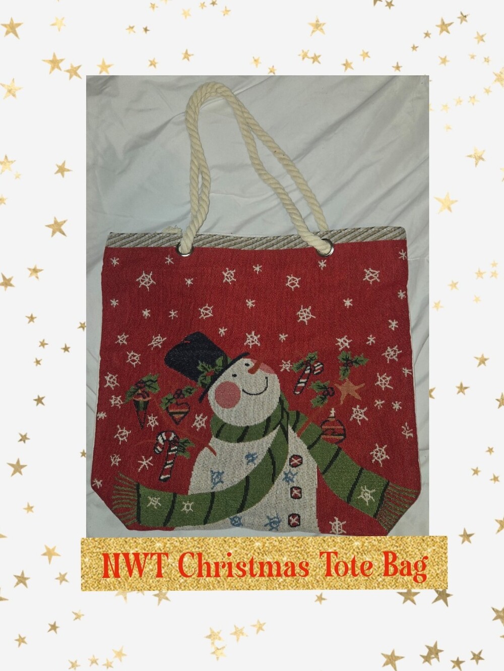 Holiday Snowman Tote Bag NIP